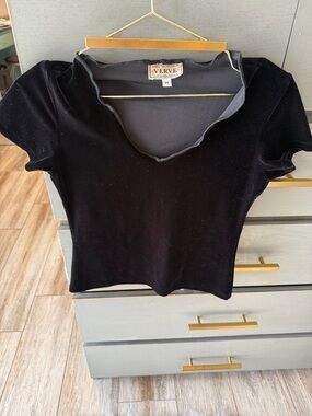 Verve Black Velvet Notch Crop Top
